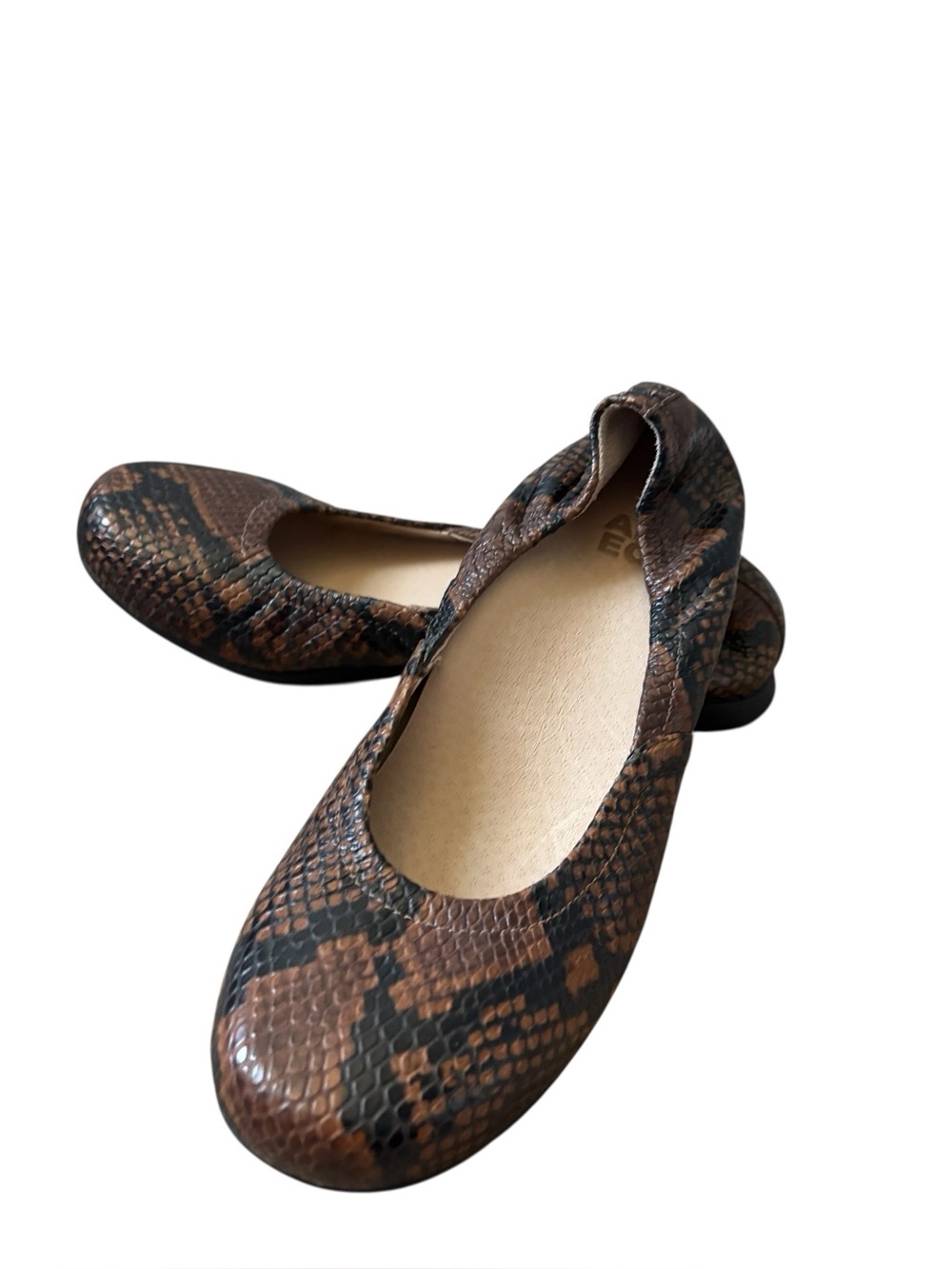 ABEO Tilly Metatarsal Ballet Flats Brown Black Snake Embossed Leather Size 8.5